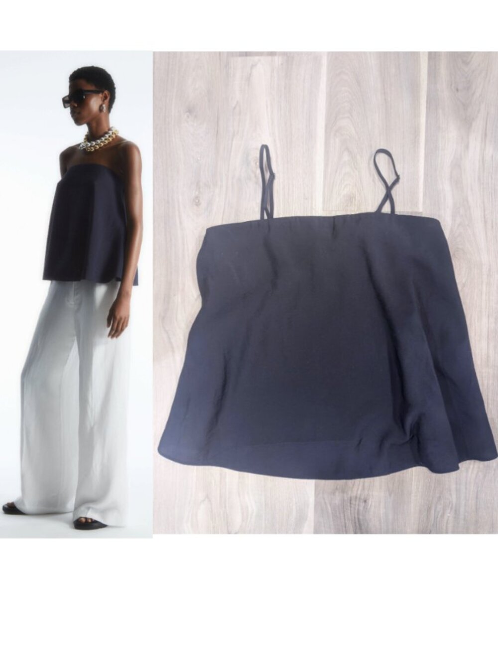 NEW COS | Convertible A-Line Bustier Top In Navy